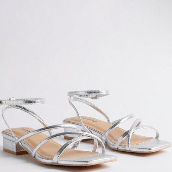 torrid Shoes - Torrid Silver Extra Wide Strappy Micro Block Heel Sandals